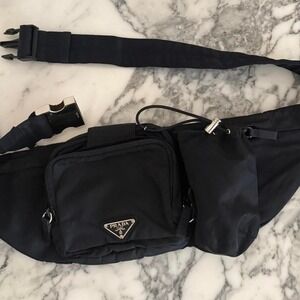 Prada Nylon Bum Bag Sling Bag Black Logo Belt Bag Fanny Pack Belt Bag